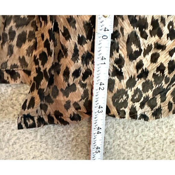 Vintage Silk Leopard Print Longline Tunic Button Front Sheer Slits - Picture 4 of 16
